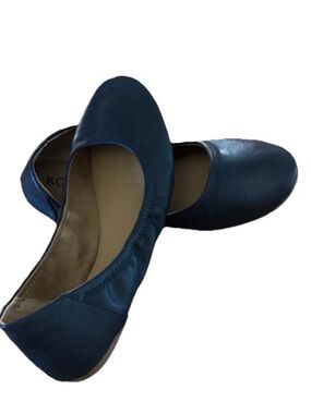 Comfortable Navy Leather Ballet Flats - Classic Slip-On Loafers
